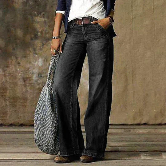 Lina - Szerokie jeansy w stylu retro