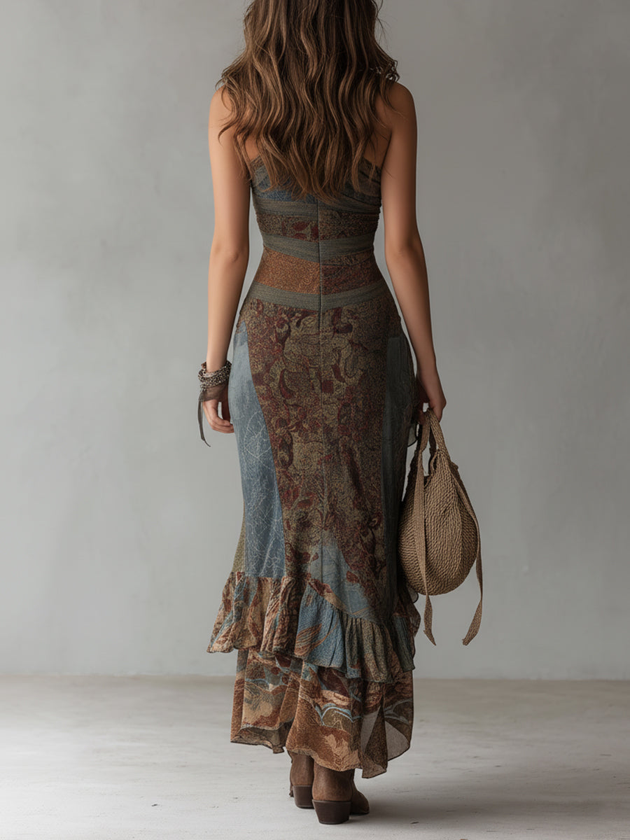 Truus | Sukienka maxi w kwiaty w stylu vintage