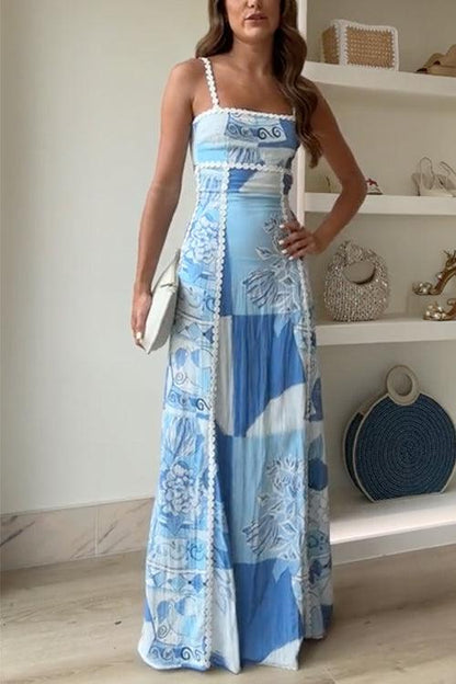 Eleonore | Sukienka maxi z nadrukiem i kokardą na plecach
