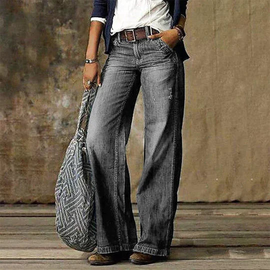 Lina - Szerokie jeansy w stylu retro