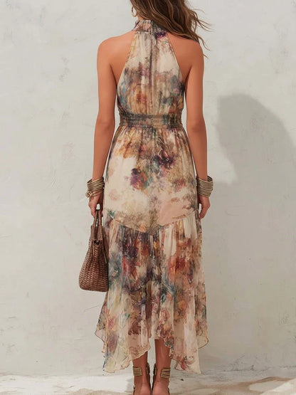 Chloe | Miękka sukienka midi w kwiaty w stylu vintage