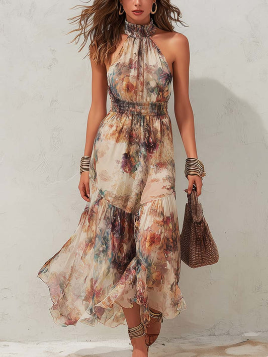 Chloe | Miękka sukienka midi w kwiaty w stylu vintage